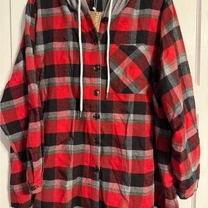 BloomChic Red and Black Plaid Hoodie